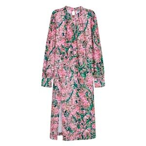 H&M long pink floral dress